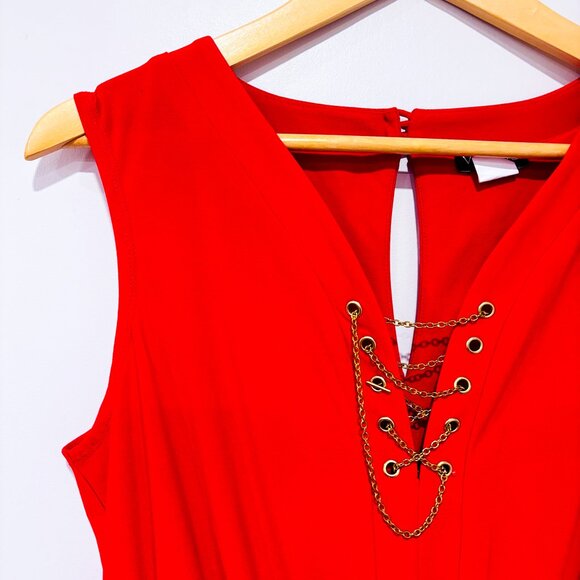 VENUS Red Sleeveless Romper Lace Up Front | Casual Summer | Small * - Picture 3 of 6